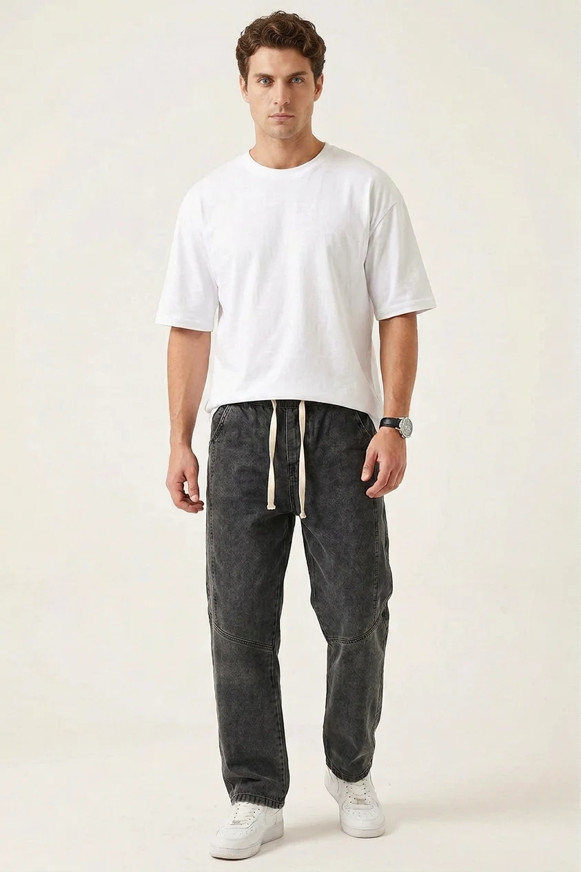  Erkek Rahat Kesim Denim Antrasit Pantolon 