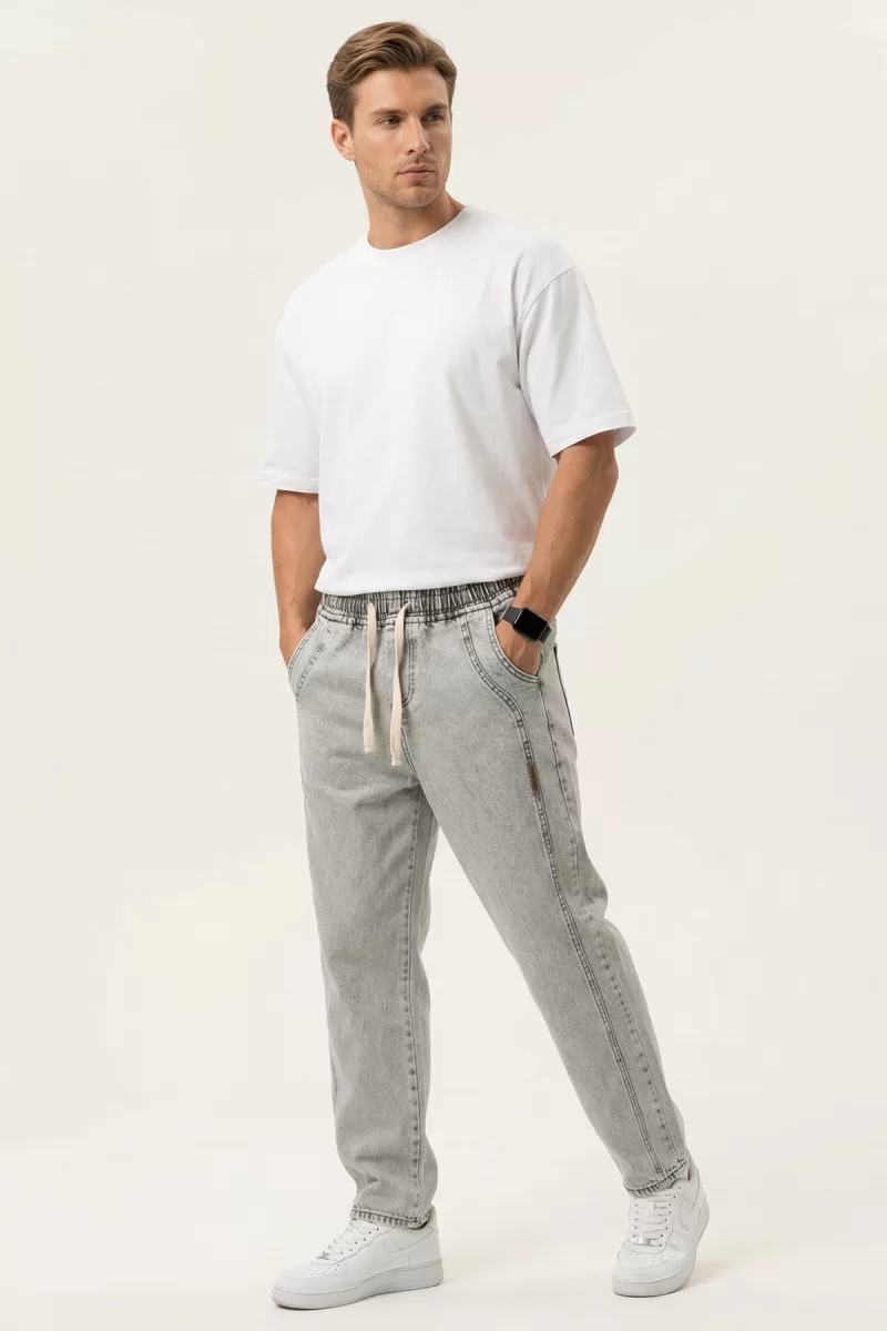  Erkek Rahat Kesim Denim Taş Pantolon 